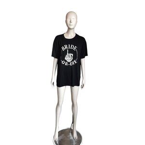 Bride or Die Black and White Skeleton Hand Top